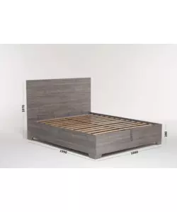 Letto matrimoniale 'hi box' rovere grigio con rete, contenitore e piedini 160x190 cm